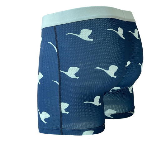生態熱潮系列：男平腳褲 - 藍底白天鵝 (p18)